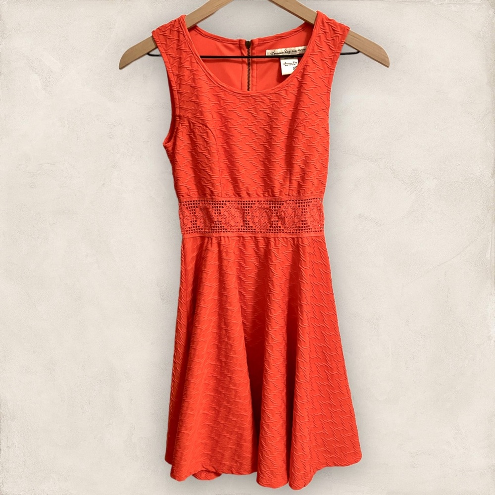 American Rag coral lace crochet accent dress XS EUC